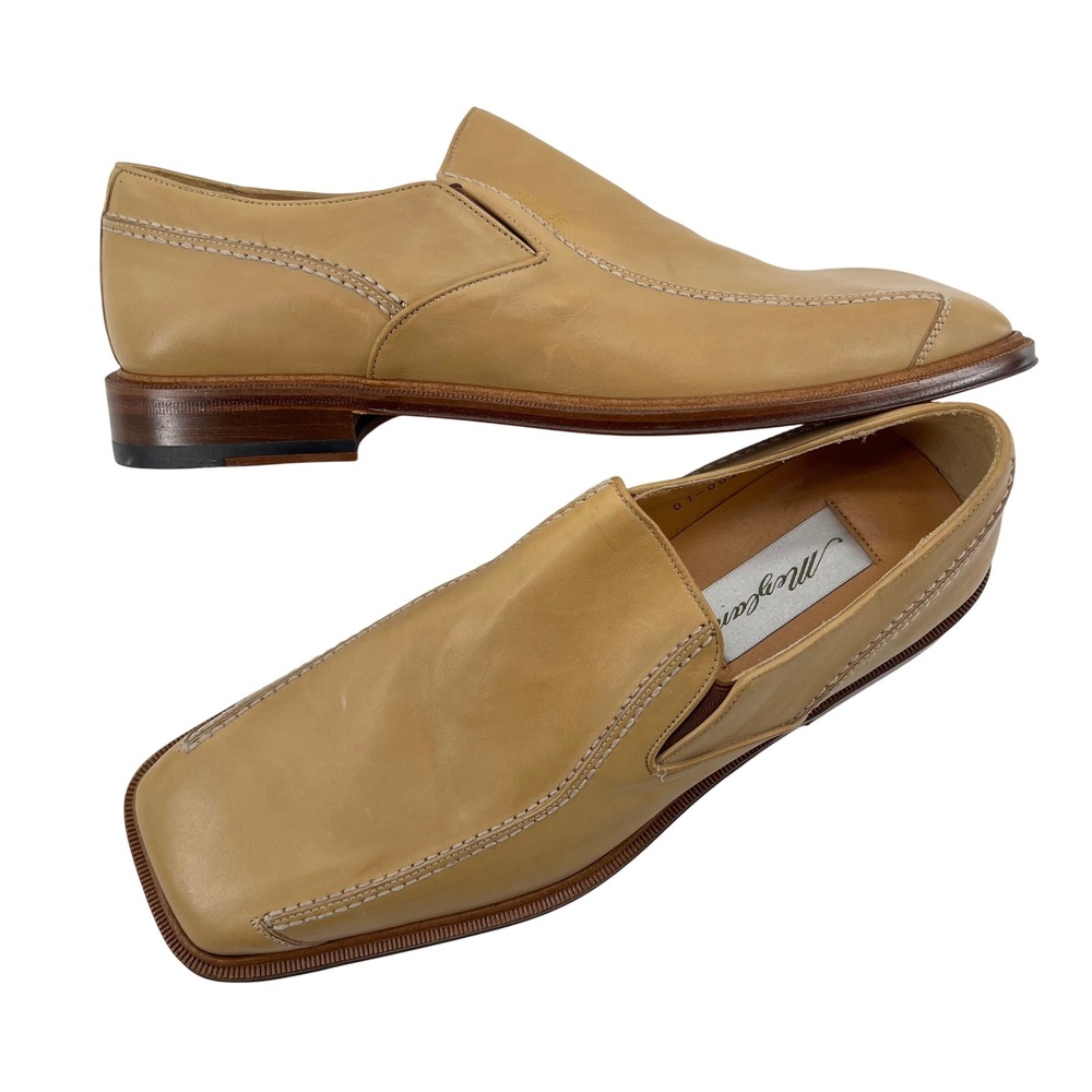 Mezlan Mens Tan Leather Square Toe Slip On Loafers Made in Spain 01-002706 9M